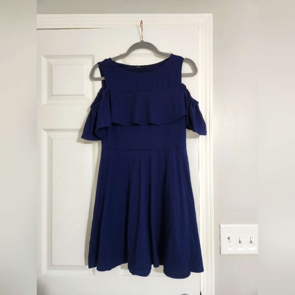 Bebop navy blue‎ cold shoulder dress size small S